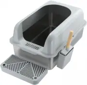 20L Cat Litter Box XL Size Stainless Steel, Pet Toilet Kitty High Sided Enclosur