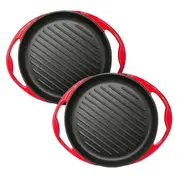 SOGA 2X Enamel porcelain Cast Iron Frying Pan Skillet Non-stick Coating Steak Sizzle Platter 26cm