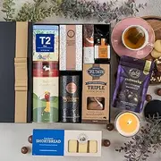 Tea Gift Set - Ultimate Tea Indulgence Hamper - Luxury Tea Box - Tea Connoisseur's Delight - Chocolate Fudge, Chocolate Biscuits, Cacao Hot Chocolate, Milk Chocolate Macadamias, Chocolate Liqueur Sauce, Tea Bags & Shortbreads