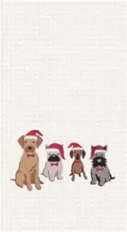 C&F Waffle Weave Embroidered Dishtowel, Dog Santa Hats 86100634 18 Inches