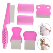 Flea Comb Set for Cats & Dogs - 6 Pack Pet Grooming for Small & Medium Pink