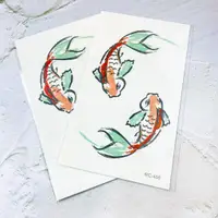 在飛比找蝦皮購物優惠-| 小鯉魚 | 單入 魚 鯉魚 水墨 日式 橘色 紋身貼紙 