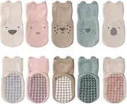 [Yafane] 5 Pairs Non-Slip Baby Cotton Socks Socks for Children and Toddlers