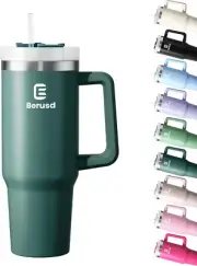 Berusd 40 Oz Insulated Tumbler with Handle and Straw Lid
