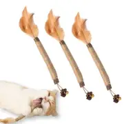 Lovely Caves Feather Cat Chew Toy, Natural Silvervine Sticks Cat Toys with Bell