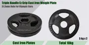 17kg Olympic Barbell Weight Set - 120cm Super Curl Bar + 10kg Weight Plates Home Gym
