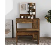 vidaXL Dressing Table with Mirror Smoked Oak 86.5x35x136 cm