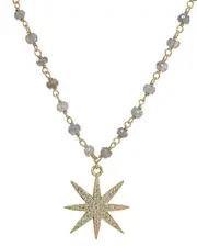 Rachel Reinhardt 14K Over Silver Labradorite & Crystal Necklace