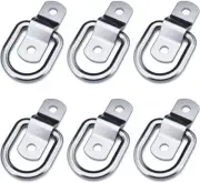 6PCS Stainless Folding D Ring Tie Down Lashing Point Anchor Fixing Cleat Plate