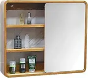 Mirror Cabinet, Bathroom Cabinet, Waterproof Wall Box, Sliding with Shelf, Dressing Table and Wall (Brown 60 x 60 cm)