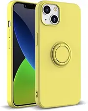 ZUSLAB iPhone 14 Plus Case Silicone Stand Magnetic Finger Ring Kickstand Bumper Protective Cover for Apple - Yellow