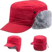 [HunterBee] Army Trapper Hat Winter Earflap Ski Cadet Cap Military Aviator Pilot Elmer Fudd Rancher Fur Men