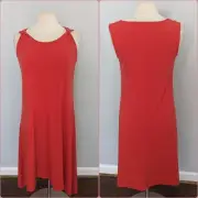 NEW Women's Chico's Canyon Clay Shoulder Detail Dress 1 Petite 8 Red Orange