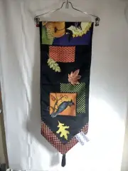 Pervade Halloween Moon Pumpkins Black Cat Crow Autumn Leaves 72" Table Runner