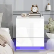 ALFORDSON 3 Drawers Bedside Table Zaim Gloss Nightstand (White)