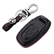 3 Buttons Leather Car Remote Key Fob Case Cover With keychain For Audi Smart c