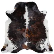 Real Cowhide Rug Brindle White Backbone Tricolor - Size 6 x 6-7’