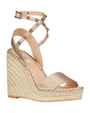 Valentino Rockstud Skin Ankle Strap Espadrille Platform Wedge Sandal Heel 41