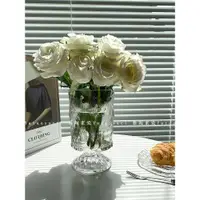 在飛比找ETMall東森購物網優惠-ins風玻璃花瓶歐式矮腳花瓶客廳插花擺件高檔水培花瓶透明高級