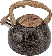 Whistling Kettle， Gold Line Pattern Wood Grain Handle Stovetop Whistling Teapot, Home Kitchen Coffee Pot, Kettles, Tea Espresso Appliances