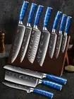 Japanese Kitchen Knives Set Lases Damascus Stainless Steel Cleaver Chef Knife