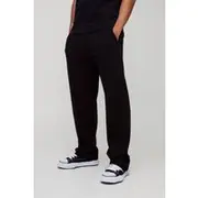 Mens Black Straight Fit Heavyweight Pintuck Jogger