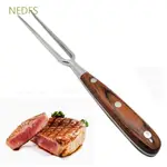 NEDFS 晚宴木柄不銹鋼燒烤烤肉用的烹飪肉叉雕刻叉