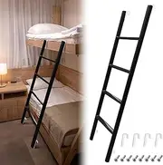 Bunk Bed Ladder, 55" Interior RV Bunk Bed Ladder, Adjustable Travel Trailer Bed Step Ladders with 4 Hooks, Heavy Duty Metal Dorm loft Camper Ladder, Portable Stairs Steps for Apartments, Load 330 LBS