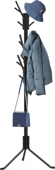 18-Hook Tree Coat & Hat Hanger Organizer in Black