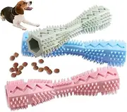 Dog Chew Toys Brushing Stick, Pet Molar Tooth Cleaner for Dental Care, Bite Resistant TPR Rubber Toy Bone for Teeth Cleaning, Suitable for All Breed of Dogs (Blue+Green+Pink)