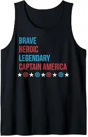 [Marvel] Brave Heroic Legendary Captain America Word Stack Tank Top
