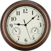 Rsobl 12 Inch Indoor Outdoor Wall Clock Waterproof with Temperature and Humidity