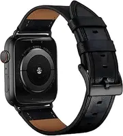 [B-SPIN] Genuine Leather (Interior and Exterior Both Sides) Wrist Replacement Band [Compatible with Apple iWatch] For Men & Women Sweatproof Strap