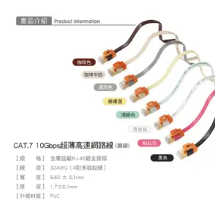 【福利品】群加 Powersync CAT7 室內設計款/2M 10Gbps超高速網路線(CAT7-EFIMG20)