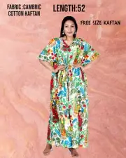Indian White Frida Kahlo Printed Kaftan Maxi Caftan Long Women Nightwear Gown AU