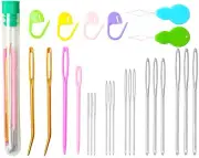 Hekisn 25Pcs Large Eye Blunt Yarn Needles kit Assorted Sizes Bent Tapestry Da...