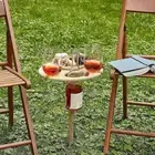 Outdoor Wine Table-Outdoor Wooden Folding Wine Table-Wine Glass Rack Bottle8607