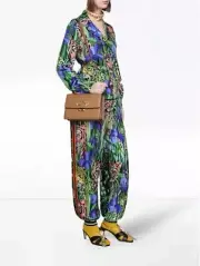 NWT Gucci Women's Black Silk Tiger Floral Print Harem Pant Trousers sz 28