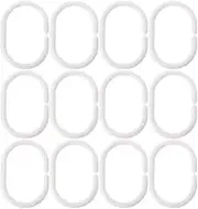12pcs Removable Shower Curtain Hook Drape Practical Hanger Removable Loop Rings Portable White Bathing Accessories
