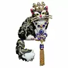 Ritzy Couture Enamel Princess Kitty Black Tuxedo Cat Pin Pendant (Goldtone)