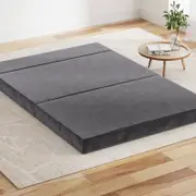 Giselle Folding Mattress Foldable Double Mattresses Portable Bed Lounge Velvet Grey
