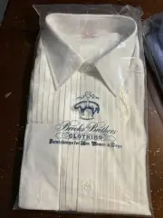 BROOKS BROTHERS Dress Shirt Mens Size 17-4 NEW In Package Pleated Tuxedo White