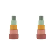 2PK Annabel Trends Silicone Stacking Cup Baby/Toddler Fun Play Toy 22cm Pink