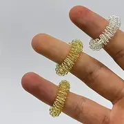 ATC Handels GmbH Acupressure Finger Massage Rings in Gold or Silver for Fingers, Toes, Massage Rings Made of Spring Steel for Individual Feel-Good Moments, Relaxation (Silver, Pack of 10)