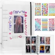 Kpop Photocard Binder Kpop Photocard Holder Book Sleeves A5 6-ring Album with 40 Card Sleeves, Korean Stickers & Refillable Pages for Collection Storage(Classic)