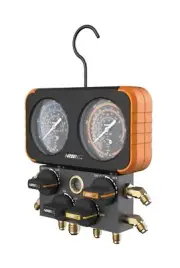NAVAC N4A4H Manifold Gauge | Class 1.0 Accuracy | Impact-Resistant HVAC Gauge...