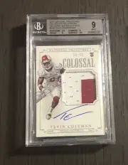 2015 National Treasures TEVIN COLEMAN #336 RC Rookie Patch Auto SP/99 BGS 9/10