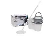 White Magic Hand Press Turbo Microfibre Spin Mop w Bucket Floor Surface Cleaner
