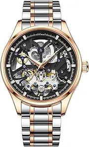 [TEINTOP] Men's Automatic Watches Skeleton Male Wristwatch with Steel Band