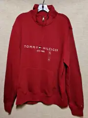 Tommy Hilfiger Men's Essential Solid Cotton Quarter Zip Pullover Sweate XL New